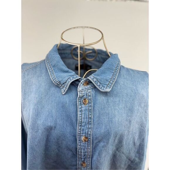 ASOS Curve Women’s Long Sleeve Button Down Denim Jean Shirt Size 14 100% cotton - Picture 5 of 12